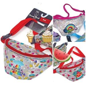 NWT! Colorful Prints Clear Fanny Pack